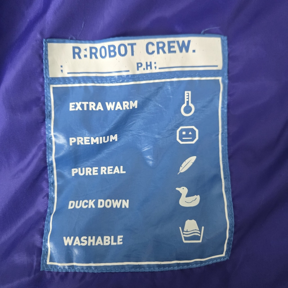 R:ROBOT Crew Boys Duck Down Puffer Vest Hooded Size 12 Blue Outdoor Layers Warm - Picture 7 of 9